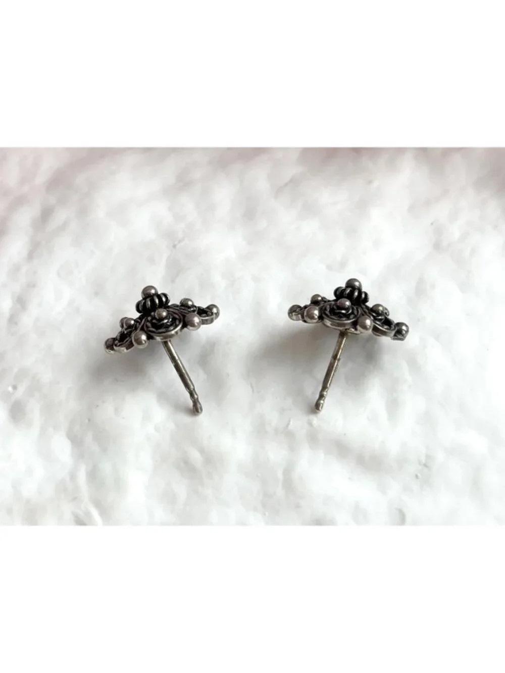 Telemark by Sylvsmidja 830 Oxidized Vintage Silver Stud Post Back Earrings